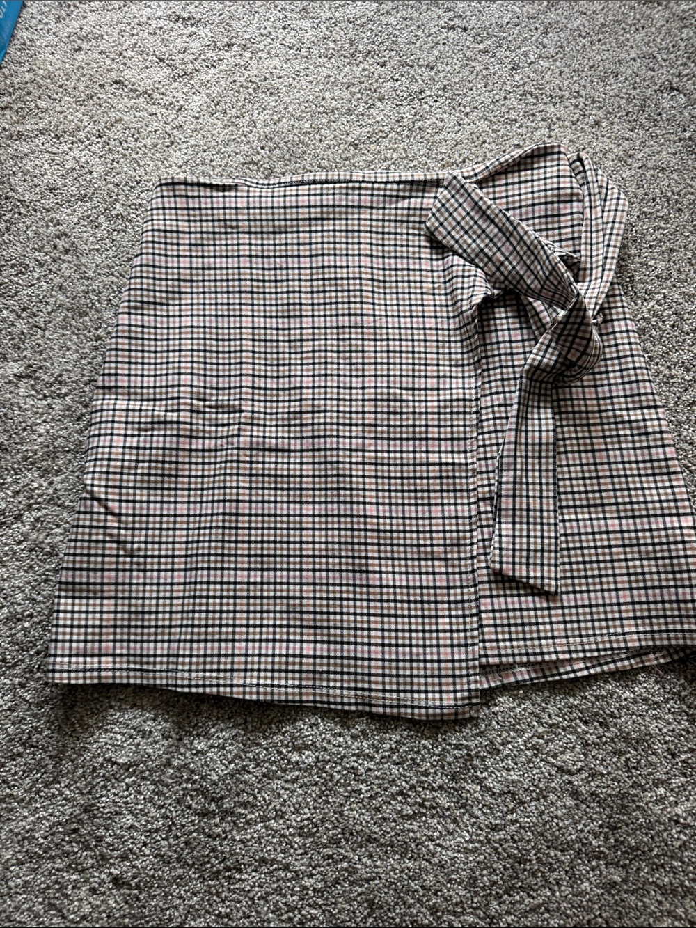 Plaid Wrap Mini Skirt in Pink and Black